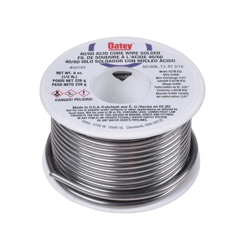 Oatey 50193 Acid Core Wire Solder, Silver, 1/2 lb