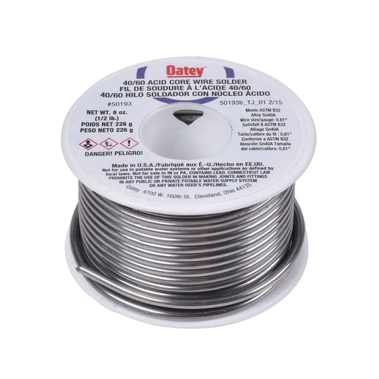 Oatey 50193 Acid Core Wire Solder, Silver, 1/2 lb