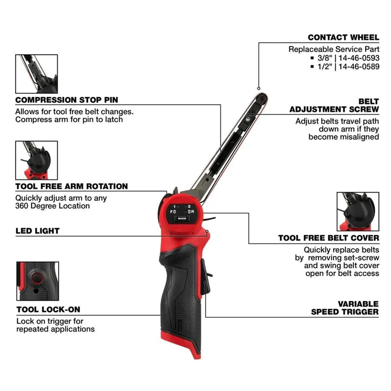 Milwaukee 2482-20 M12 FUEL 1/2" X 18" Bandfile (Tool-Only)