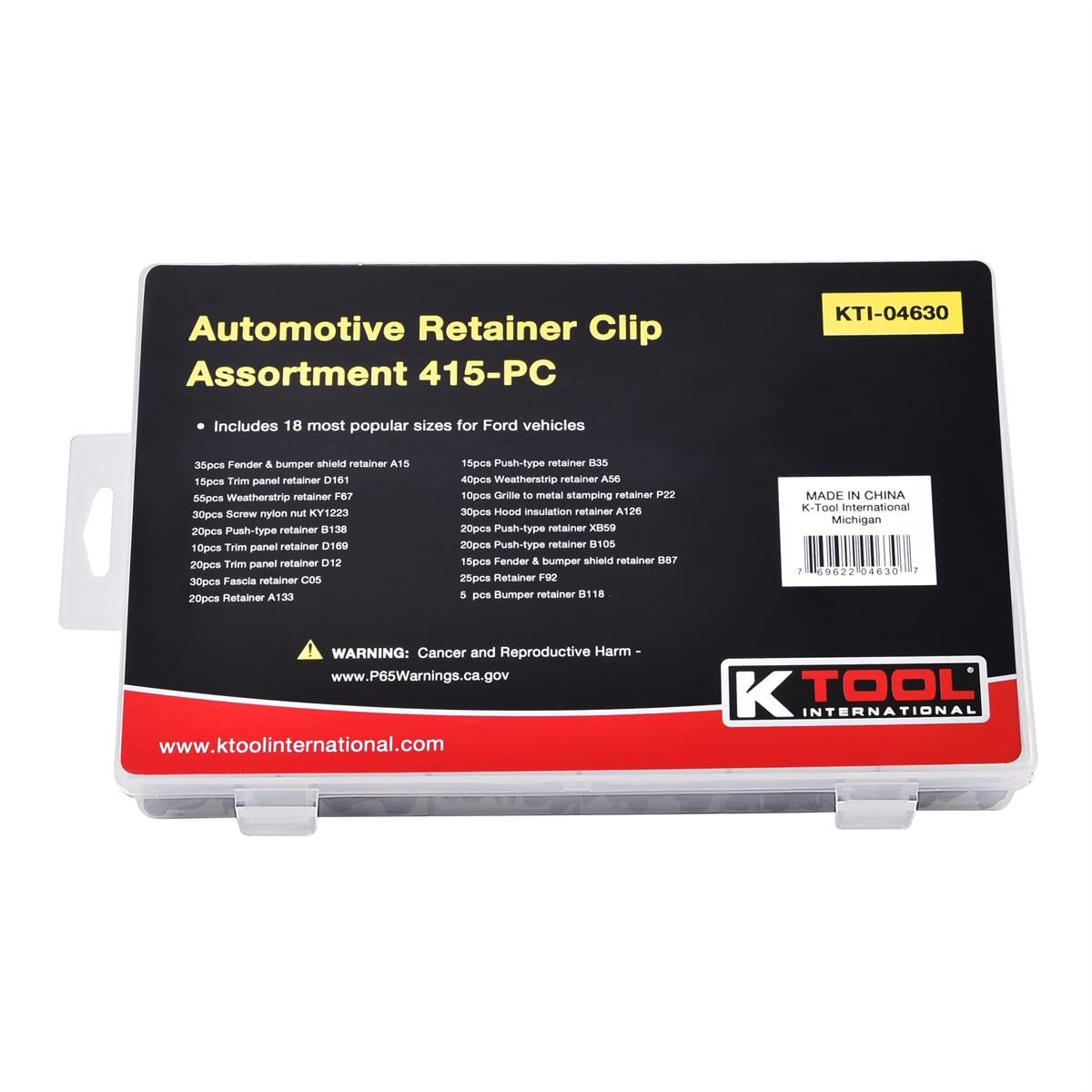K Tool International KTI04630 Automotive Retainer Clip Assortment (415-Piece)
