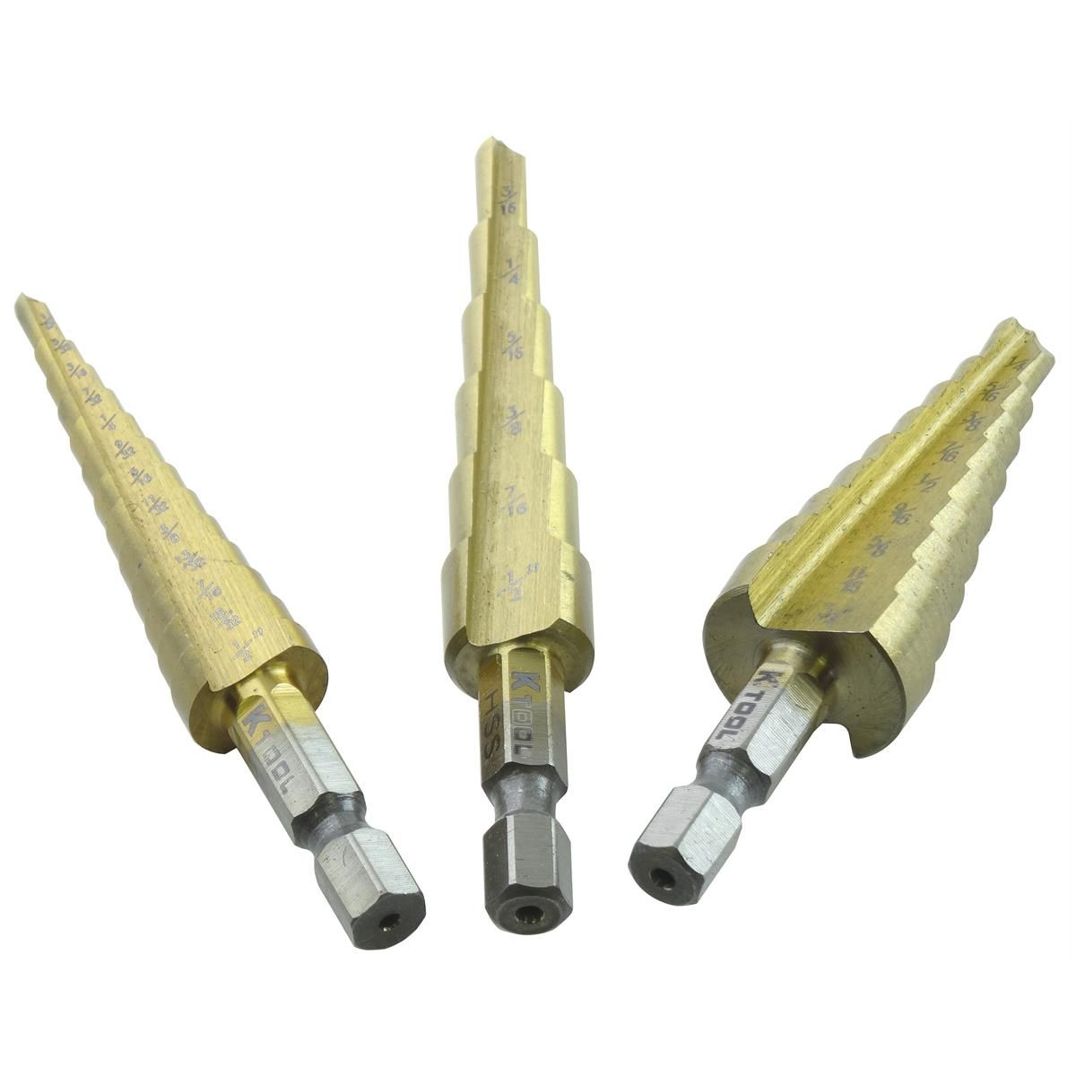 K Tool International KTI71233 Step Drill Bit Set (3-Piece)