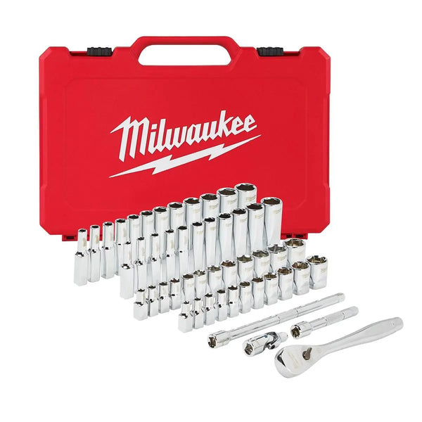 Milwaukee 48-22-9004 1/4" Drive SAE/Metric Ratchet and Socket Mechanics Tool Set (50-Piece)