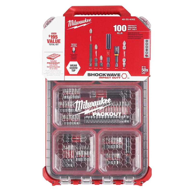 Milwaukee 48-32-4082 SHOCKWAVE Impact Duty Driver Bit PACKOUT (100-Piece Set)