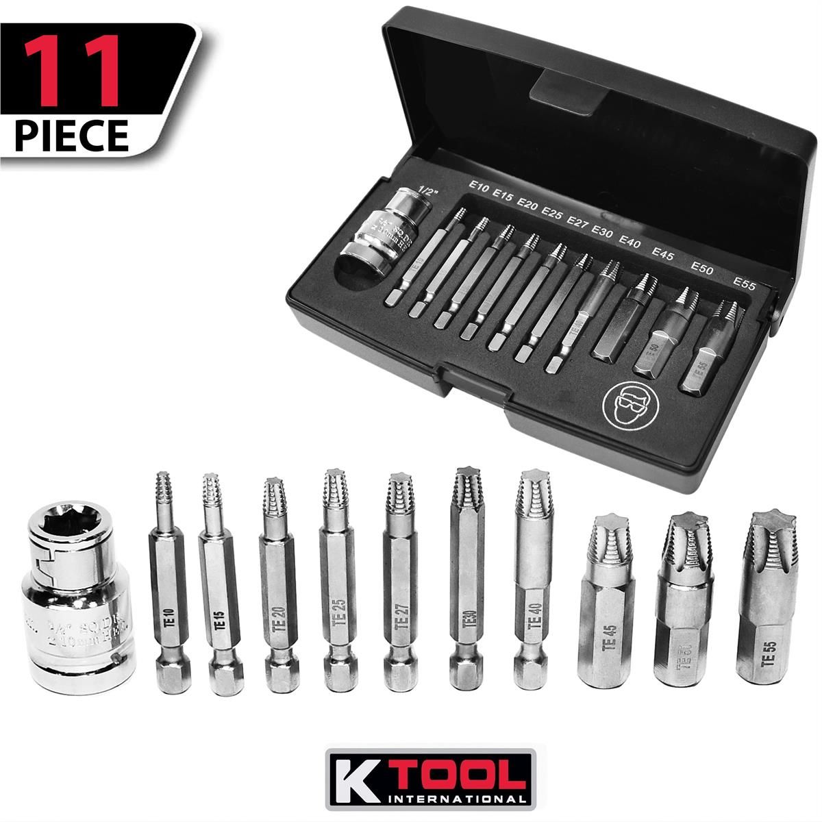 K Tool International KTI75410 Damaged Torx Screw Extractor Set (11-Piece)